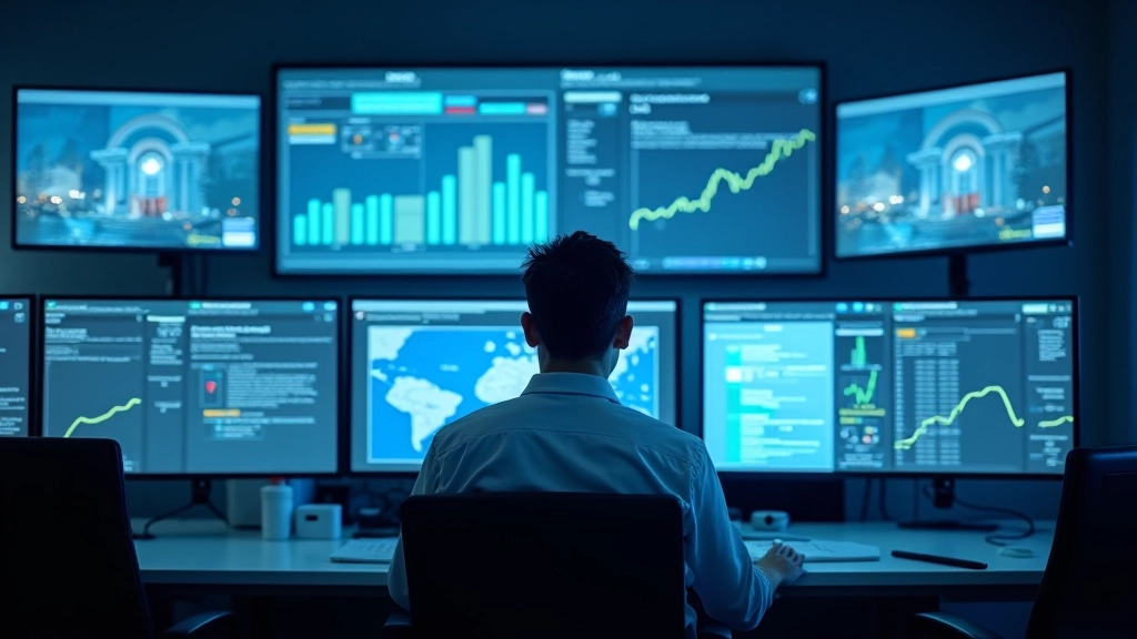Centro di controllo con schermi che mostano metriche di monitoraggio in tempo reale delle infrastrutture urbane