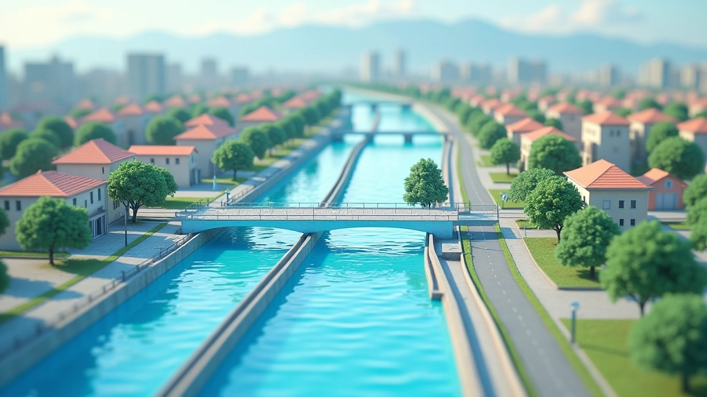 Simulazione di rete idrica urbana con pressioni e flussi visualizzati